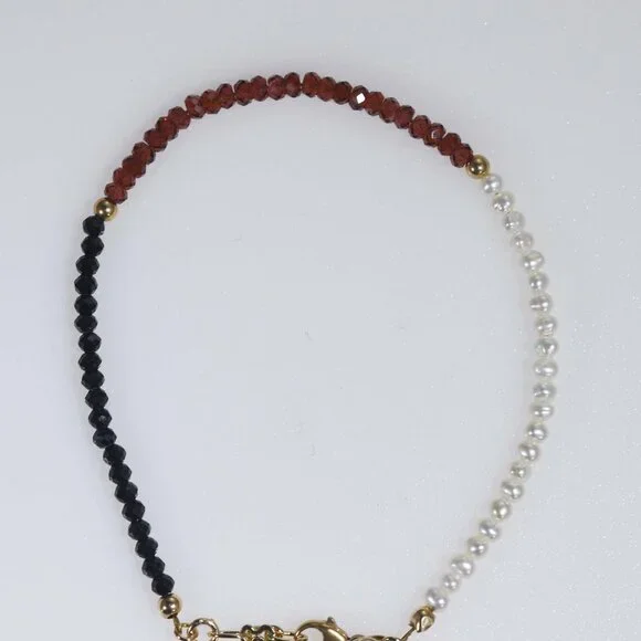 Classic Black Spinel Freshwater Pearl Garnet Gold-filled Bracelet - Picture 10 of 10